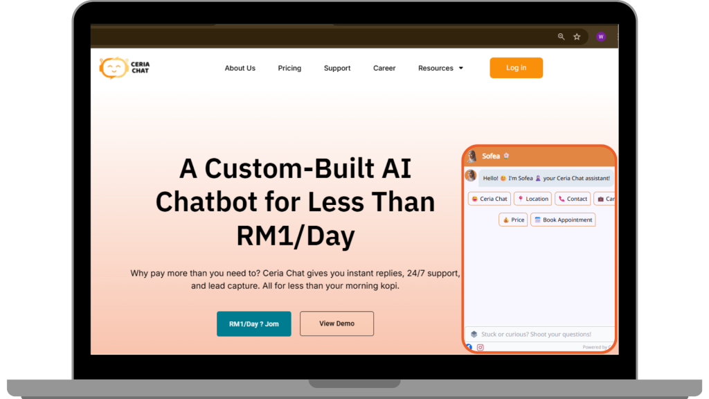 ceria chat ai chatbot website