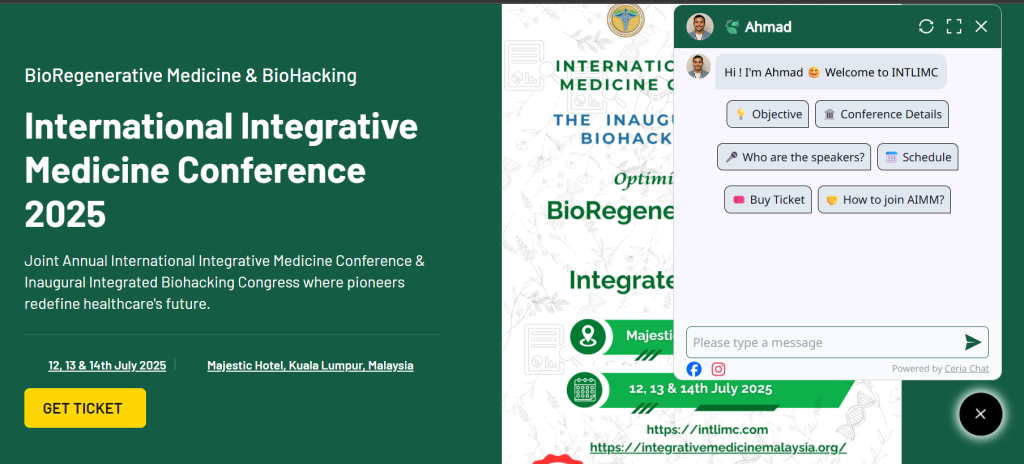 AI chatbot Ahmad assisting users with conference info on desktop views during IIMC 2025 website experience